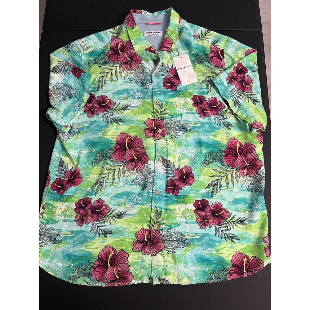 NWT Tommy Bahama Veracruz Cay XL Adult Button Shirt Floral Short Sleeve Mens